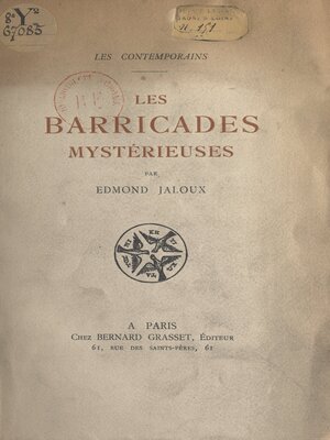 cover image of Les barricades mystérieuses